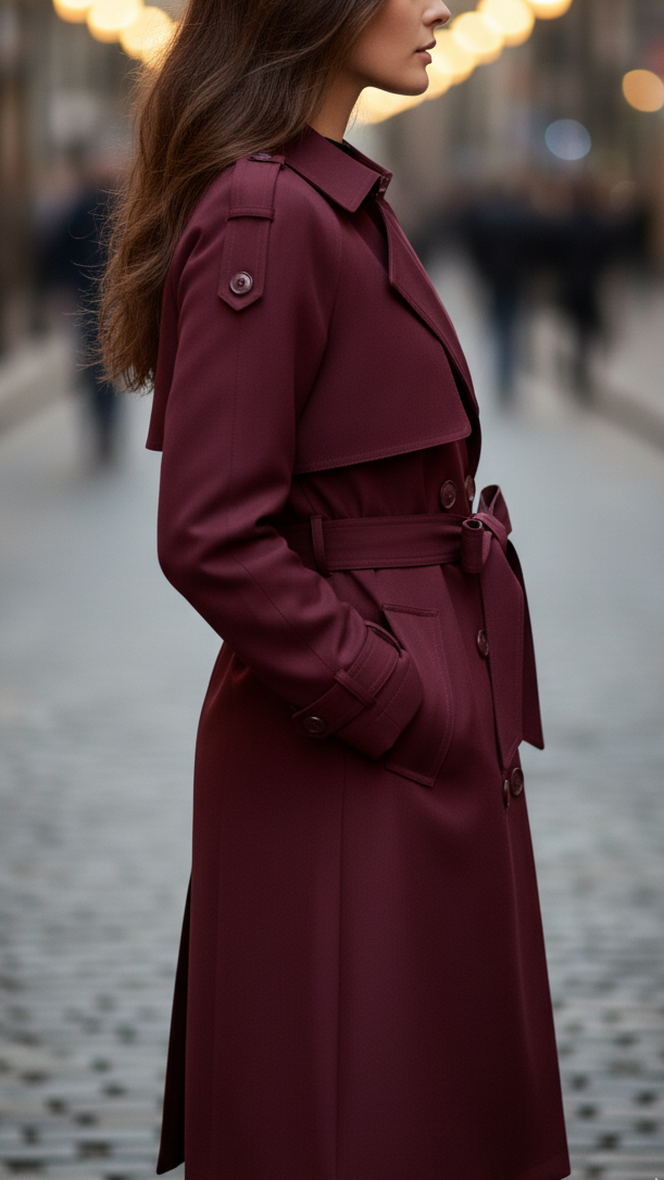 Double-Breasted Belted Trench Coat