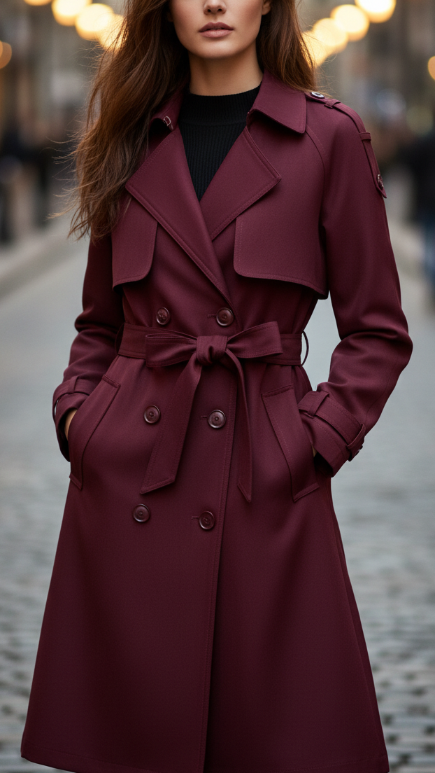 Double-Breasted Belted Trench Coat