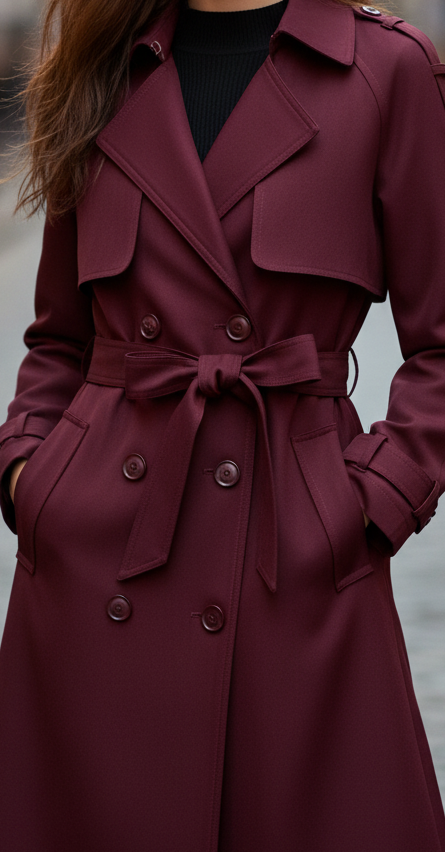Double-Breasted Belted Trench Coat