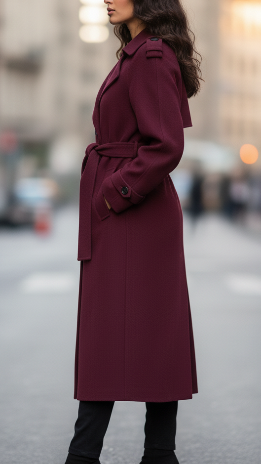 Double-Breasted Belted Trench Coat