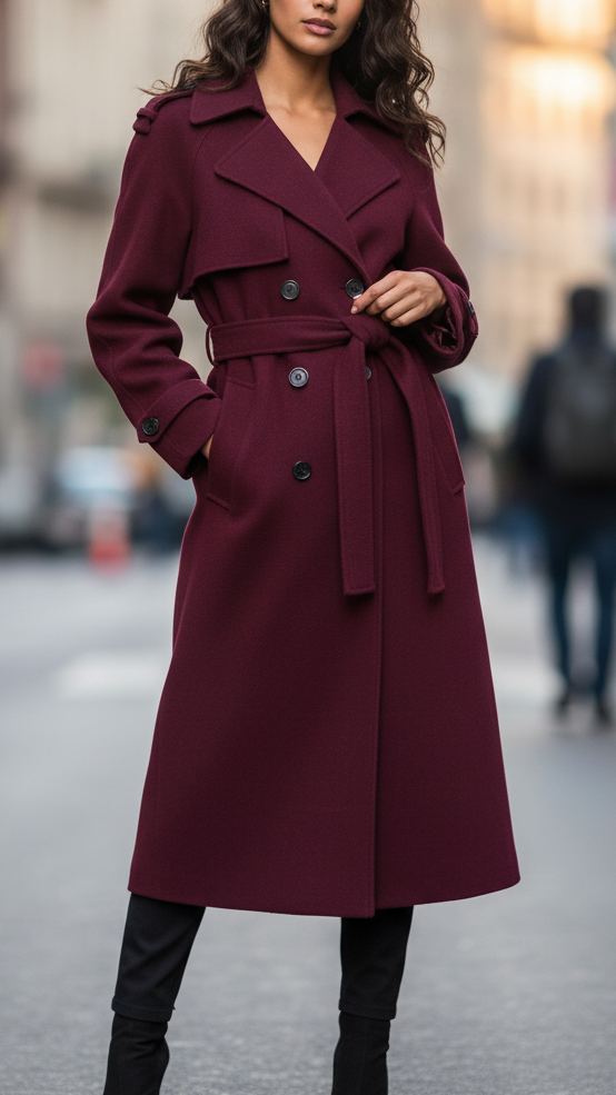 Double-Breasted Belted Trench Coat