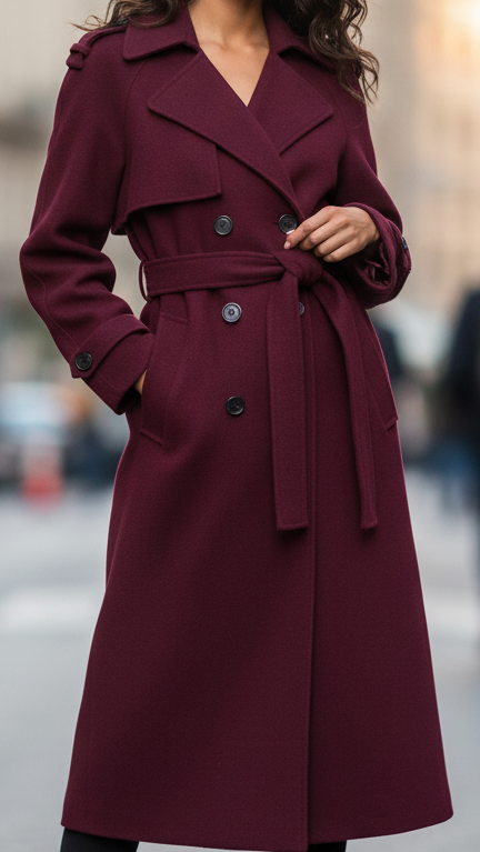 Double-Breasted Belted Trench Coat