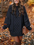 Textured Crew-Neck Sweater Dress